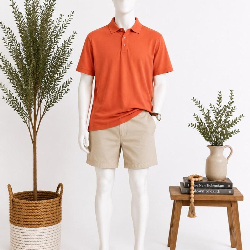 L.L.Bean Men's Traditional Fit Polo Shirt Orange XL Regular